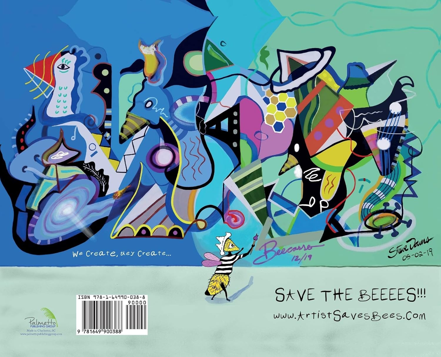 Back cover of Beecasso and His Magical Brush, illustrated children's book by Steve Downs